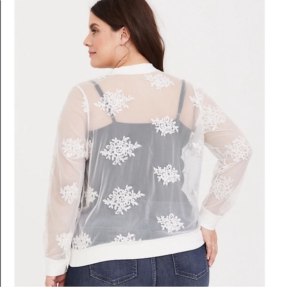 2X EMBROIDERED MESH PLUS SIZE BOMBER JACKET NWOT - Picture 2 of 5